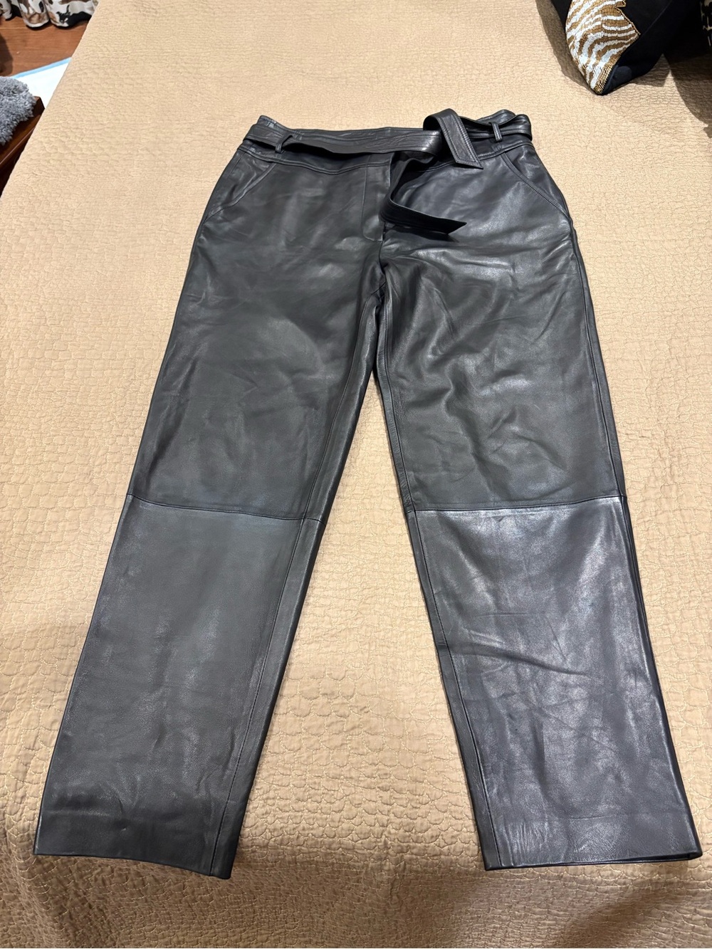 Veronica Beard Black Leather Pants